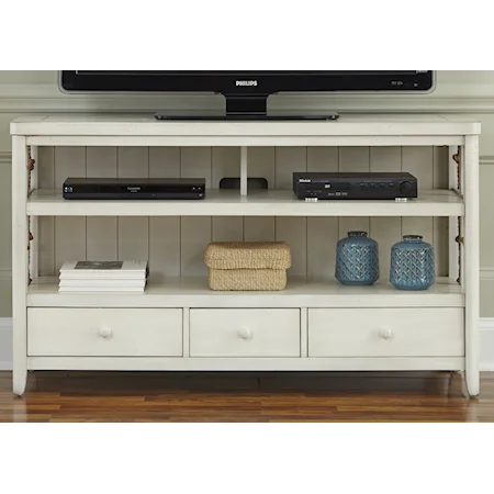 Coastal TV Console with Rope Accents